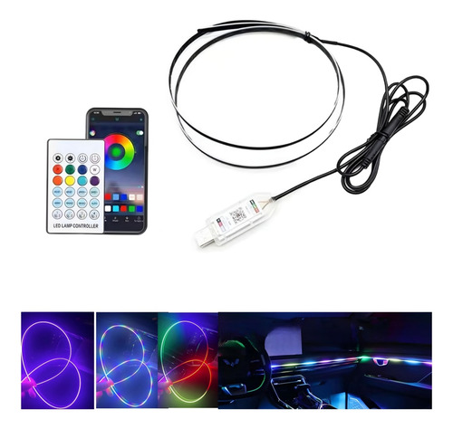 Hilo Led Tablero Luz Rgb Arcoiris Usb +bluetooth Control