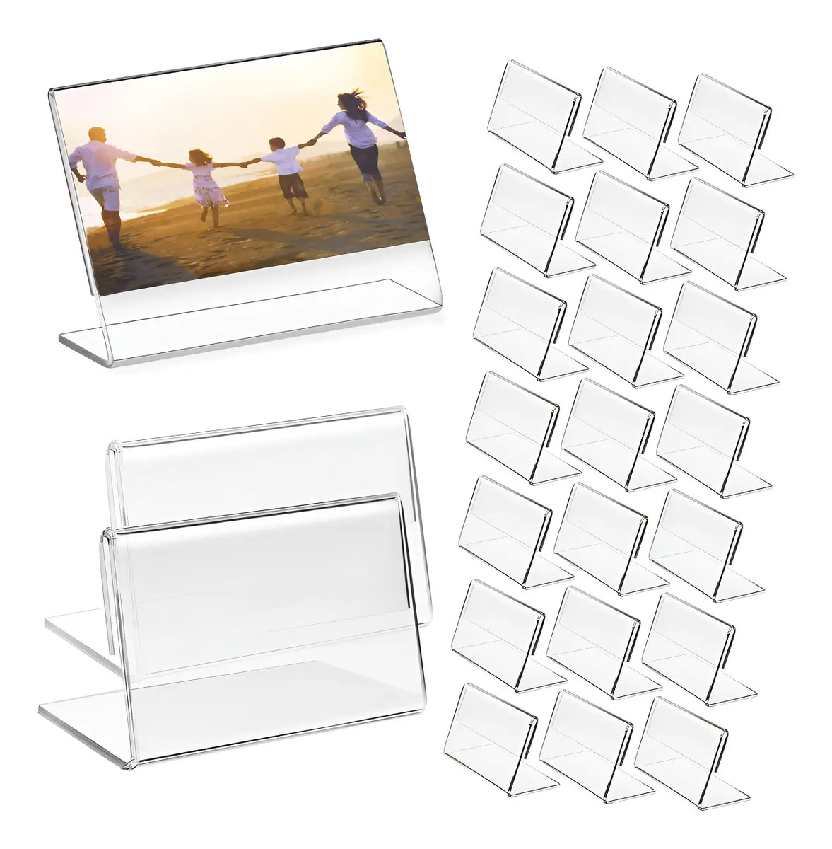 50pcs Tipo L Porta Precio Acrílico De 2mm 5.5x3.5cm Estantes Transparente