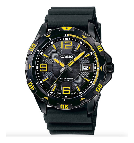 Reloj Casio Mtd-1065b-1a2 Hombre 10atm Correa Negro Bisel Negro Fondo Negro MTD-1065B-1A2