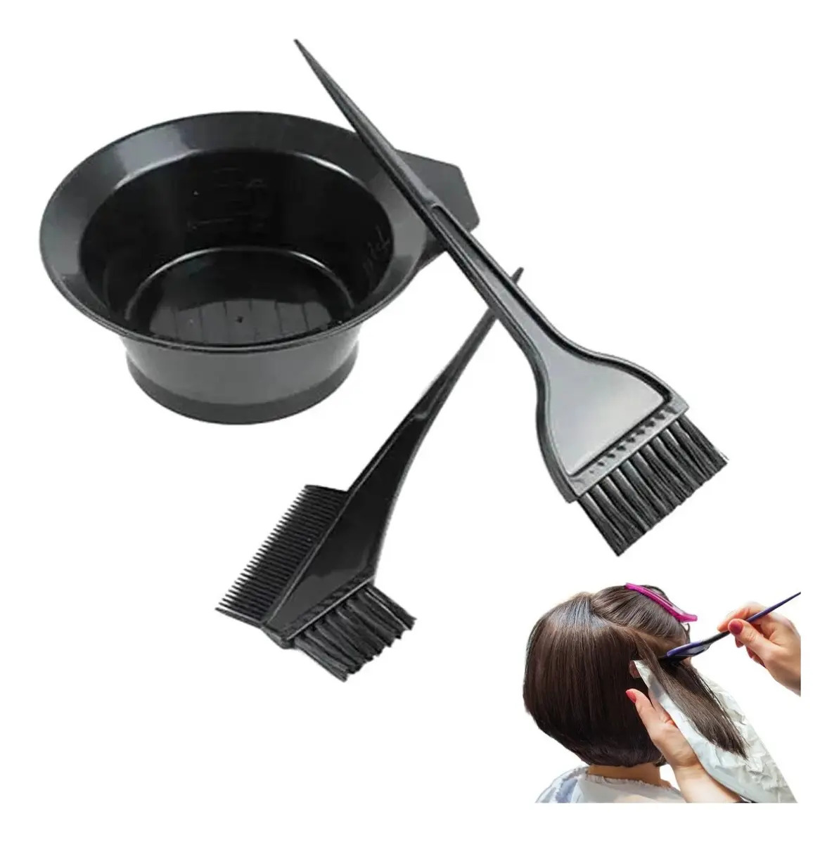 Kit Tintura Cabelo Wellmix 200ml Pote Pincel com Pente Preto