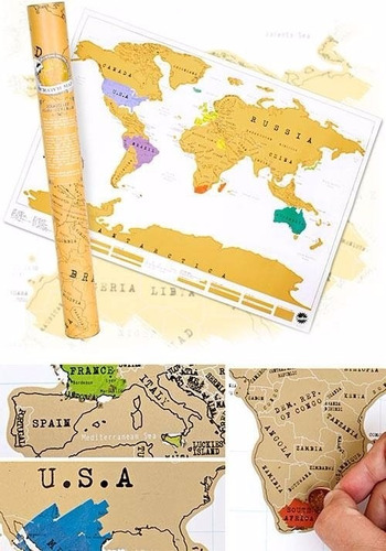 Mapa Raspa Scratch Map Raspadita Viajeros Vinilo Regalo Blanco Y Marron