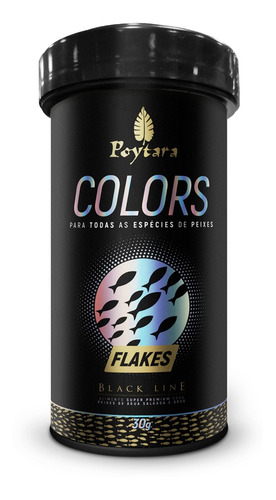 Poytara Colors Flakes Black Line - Pote 30g - Ração Peixes