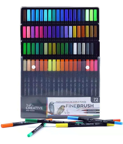 Marcadores Fine Brush 72 Pz Doble Punta Indra Nuevos