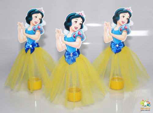 10 Tubetes Com Saia De Tule Branca De Neve + 10 Principes