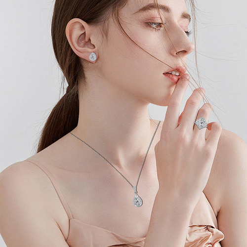 Juego De Collares Y Pendientes De Cristal Con Forma De Gota