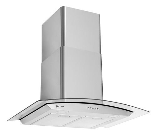 Campana Extractora De Cocina 76cm Pared Vidrio Curvo | Be76 Color Gris