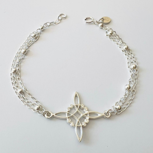 Pulsera Plata 925 Dije Nudo De Bruja Cadenas Amuleto Agálea Largo 16