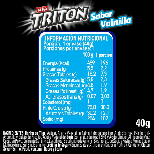 Imagen 2 de 2 de Galleta Sandwich Triton® Mini Vainilla 40g Pack X42