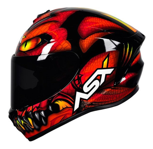 Capacete Moto Asx Draken Joker Preto E Verde Brilhante