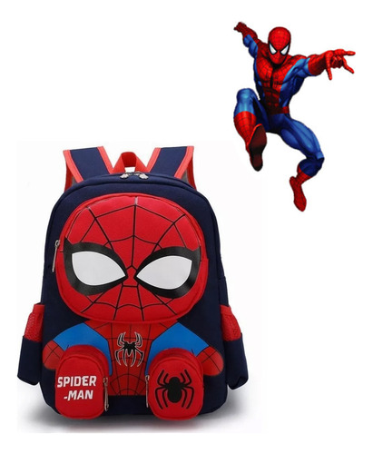 Mochila Preescolar Dibujos Animados Spiderman 3d Para Niños
