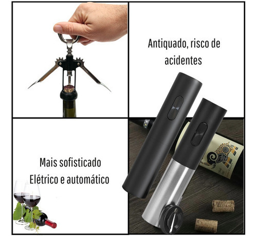Abridor De Garrafa Automático Saca Rolhas Elétrico A Pilha