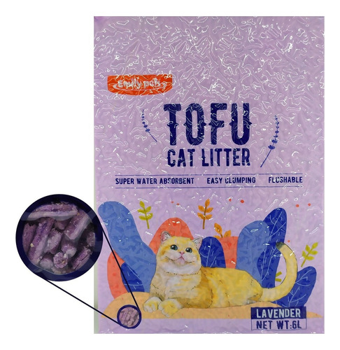 Sanitario Ecológico Gato Tofu Lavanda 6 Lts / Mundo Mascota x 2.5kg de peso neto