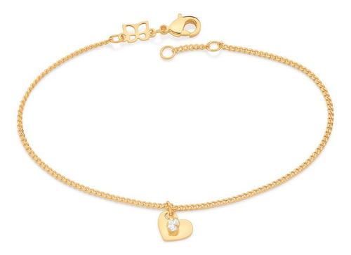 Pulseira Coração Rommanel Folheada Ouro Com Zircônia 552075 Comprimento 19 Cm Cor Dourado