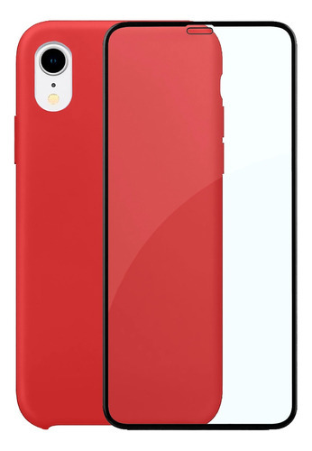 Capinha Silicone Aveludada Compatível iPhone XR + Película3d Cor Vermelho