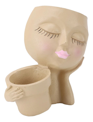 Maceta De Resina Con Forma De Cara, Resistente A La Decolora