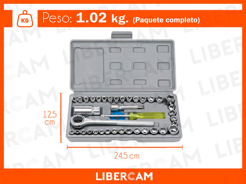 Juego De Llaves Combinadas Tubo Herramientas 40pza Valija