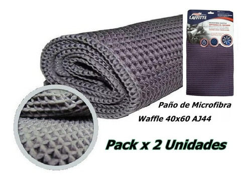 Pack X 2 Paños Microfibra Waffle 40x60 Secado Rapido Aj44