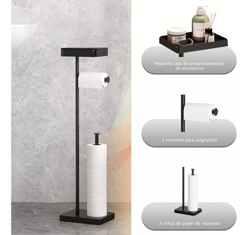 Porta Papel Higiénico Inoxidable Pedestal Con Bandeja 73 Cm