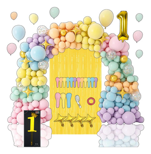 Kit Globos Pastel Fiesta Cumpleaños Y Baby Shower Bautizo