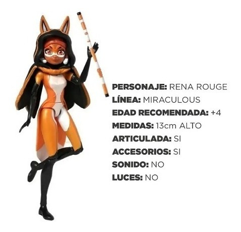 Imagen 5 de 7 de Miraculous Figura-rena Rouge 13 Cm Con Accesorios Colección