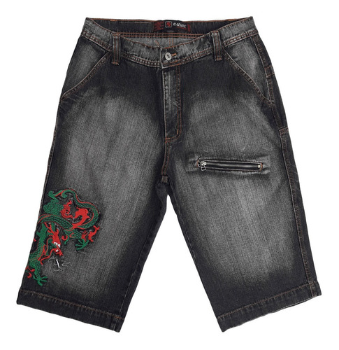 Bermuda Jeans Masculina Com Detalhe Bordado Tamanhos 40 A 46