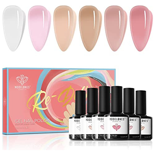 Esmalte Uñas Gel Modelones, 6 Colores Transparentes