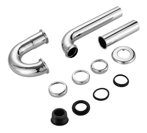 Sifon Descarga Lavatorio Baño Metalico Rigido Extens 1 1/4 Color Cromado