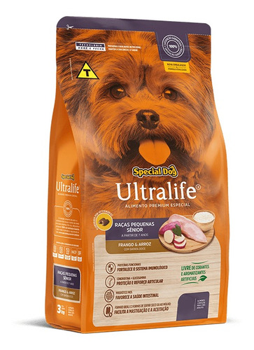 Ração Special Dog Ultralife Cães Raças Pequenas Sênior 7+ Sabor Frango 3kg