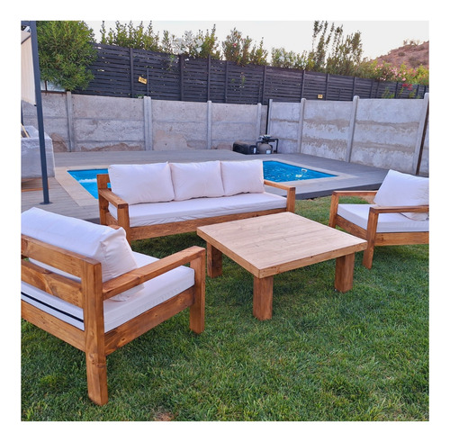 Terraza Rústica Premium Juego De 3 Sillones Color A Elección
