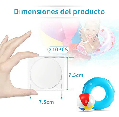 10pz Parches Reparación Para Albercas Y Colchones Inflables Transparente