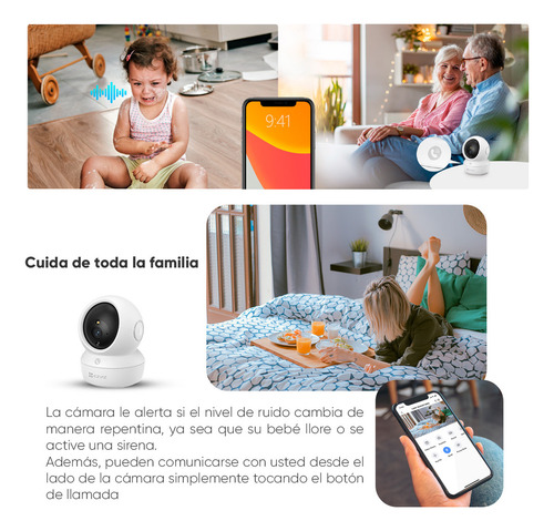 Ezviz Mini Cámara De Seguridad H6cpro-plus-256 Ip Pt 4 Mp Conexión Wi-fi + Seguimiento Inteligente Con Audio De Dos Vías Visión Panorámica Memoria Mircrods De 256gb Ideal Para Uso En Interior