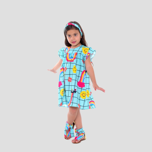 Vestido Infantil Fofo Com Acabamento Fino E Cores Vivas