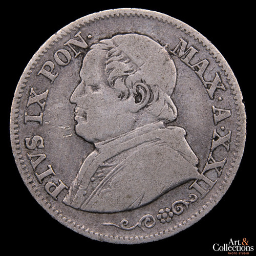 Estados Pontificios, 10 Soldi, 1867. Plata. Pio Ix. Vf-