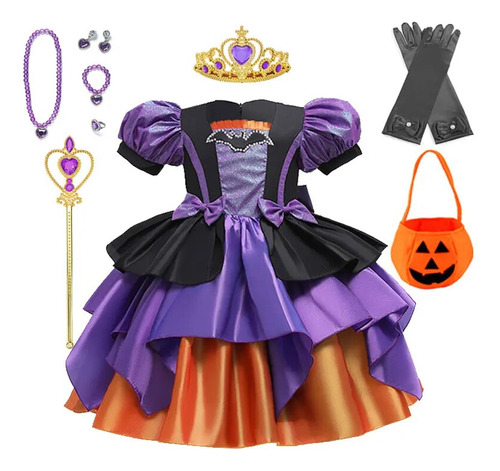 Vestido De Princesa De Bruja Vampira Para Niñas Y Niños