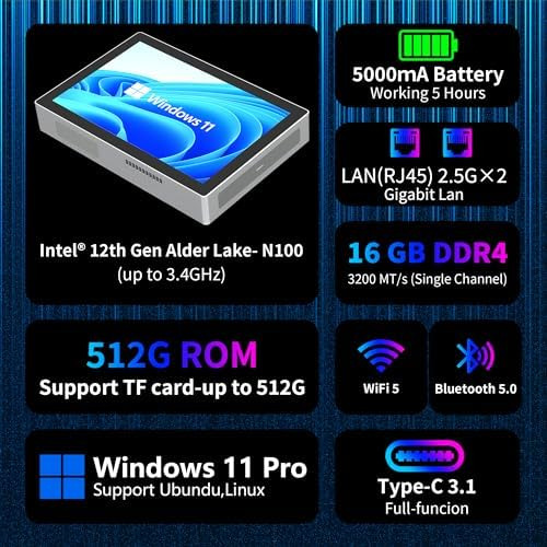 Heigaola Mini Pc 12th Gen N100 Win 11 Pro 7 Pantalla 16 Gb R