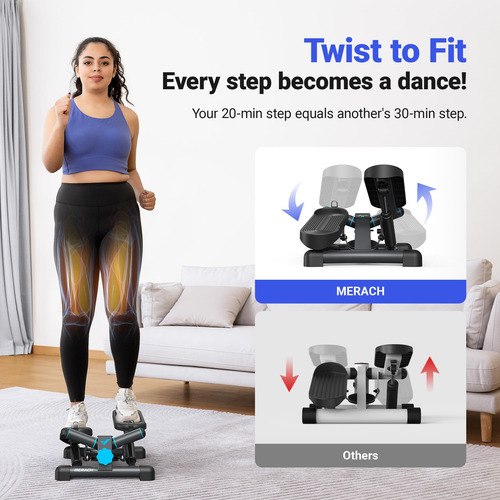 Merach Mini Escaladora Ejercicio Casa Con Bandas Elasticas Negra