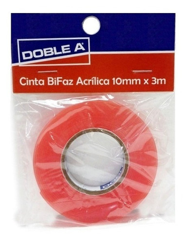 Cinta Doble Faz Acrilica 10mm X 3mt Doble A Bifaz Pack X10 Color Transparente Liso