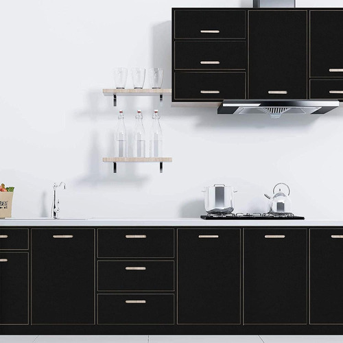 Practicalws 15.7inch×984.2inch Black Wallpaper Solid Colo...