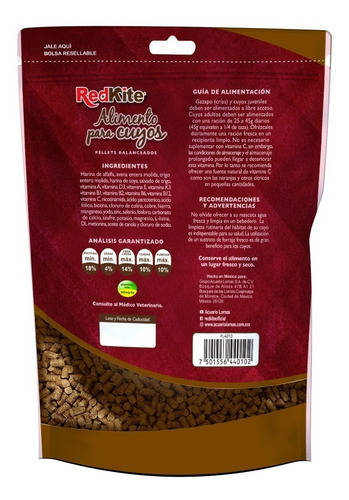Imagen 2 de 5 de Alimento Comida Para Cuyos 850 Gr Salud Crecimiento Redkite
