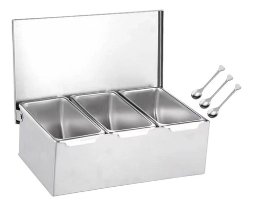 Caja De Condimentos De Acero Inoxidable, Caja De 3 Rejillas