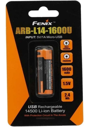 Imagen 10 de 10 de Bateria Pila Recargable Usb Fenix Arb-l14 1600mah 14500 1.5v