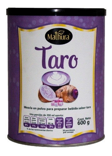 Taro En Polvo 1 Lata De 600g Marca Mathura