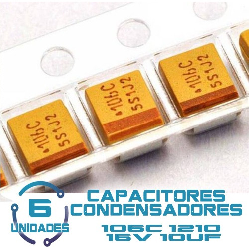 6 Unid Capacitor Condensador 10uf 16v Smt/smd Tantalio 106c