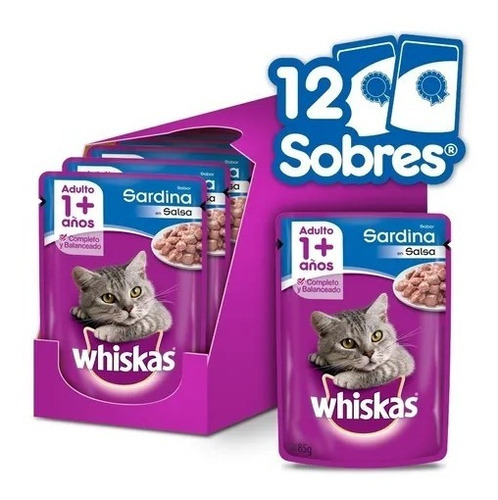 Whiskas Alimento Húmedo En Sobre Sabor Sardina En Salsa X12u