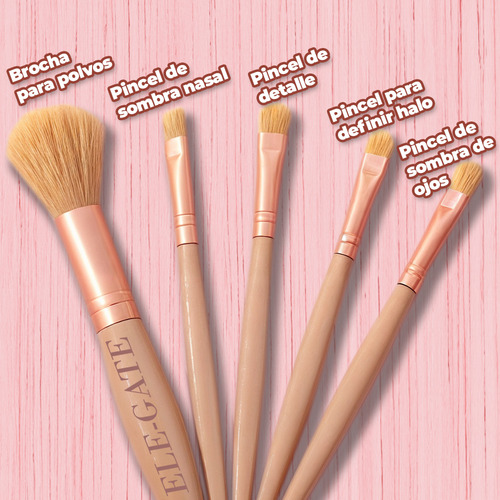 5 Piezas Set Brochas Maquillaje Suave Acabado Profesional