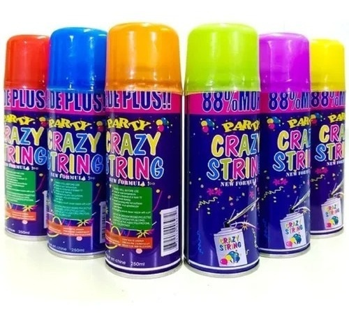 Pack 12 Serpentina Spray 250ml Colores Surtidos