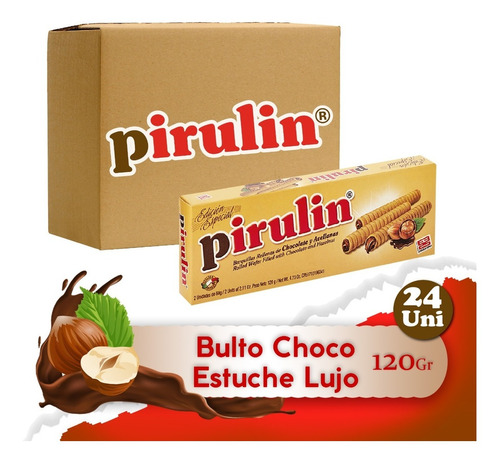 Pirulin Chocolate Lujo Estuche 120g Bulto 24 Unidades