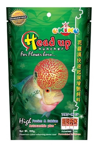 Alimento Para Peces Flower Horn Head Up Okiko 100 Gr 