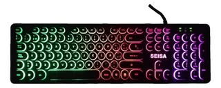 Teclado gamer Seisa Dn-DY02 QWERTY español España color negro con luz RGB