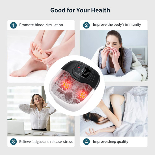 Rightmell Bañera De Masaje Para Pies Con Calor, Burbujas Y